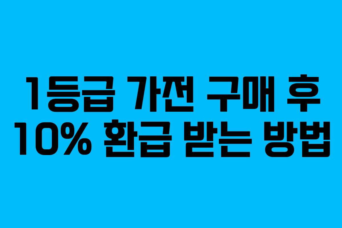 1등급 가전 구매 후 10% 환급 받는 방법
