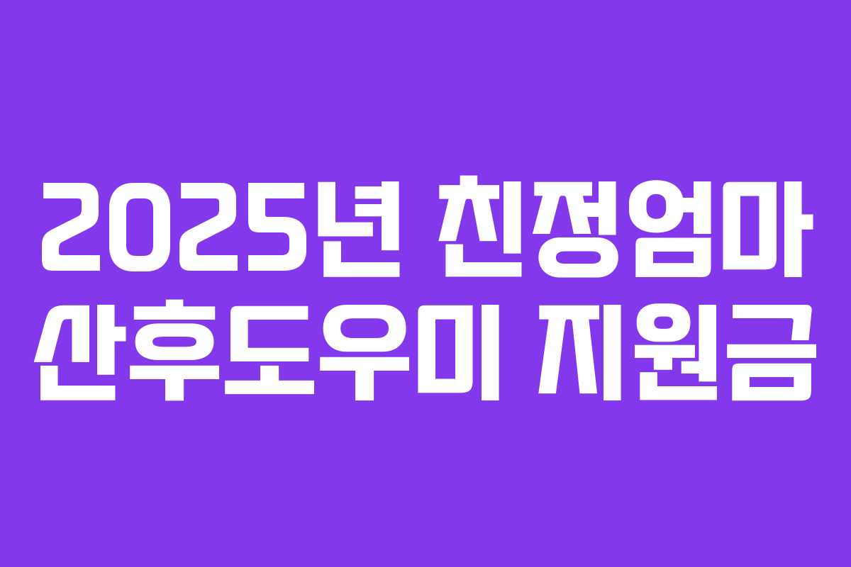 2025년 친정엄마 산후도우미 지원금