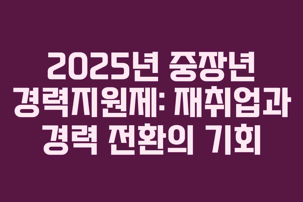 2025년 중장년 경력지원제: 재취업과 경력 전환의 기회