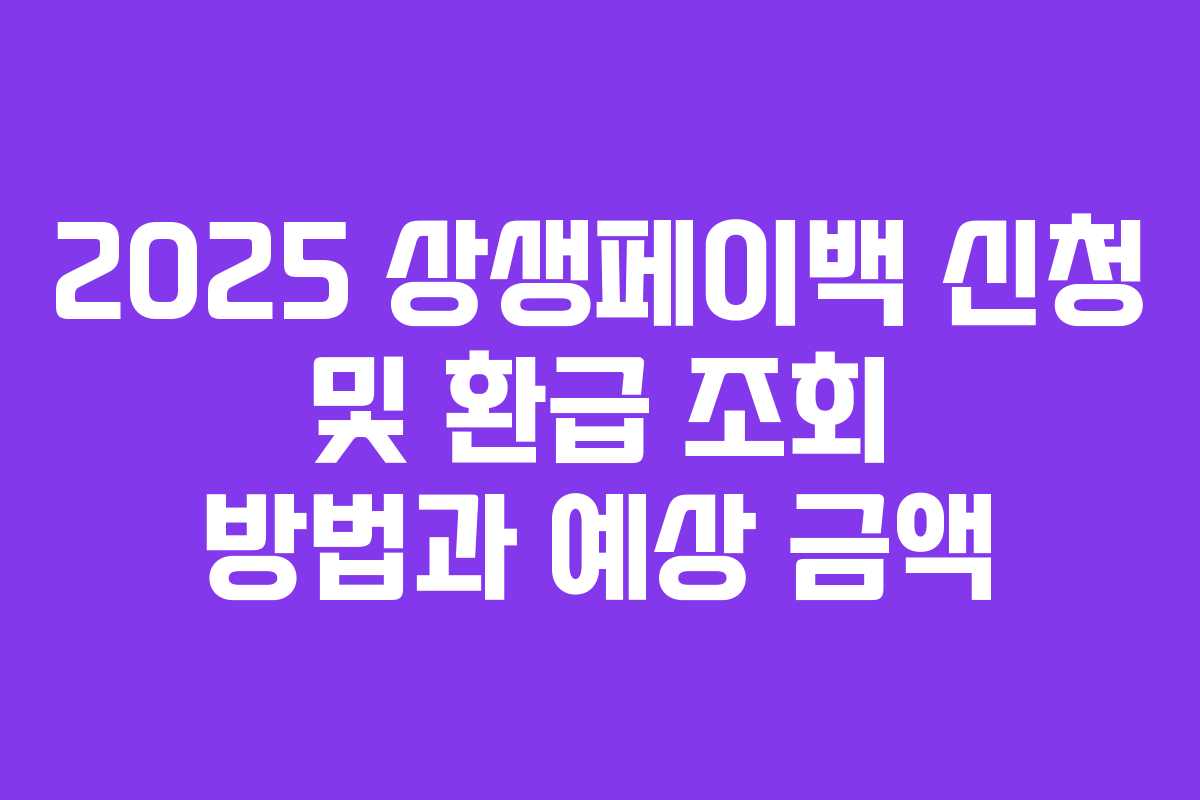 2025 상생페이백 신청 및 환급 조회 방법과 예상 금액 2025 상생페이백 신청 및 환급 조회 방법과 예상 금액