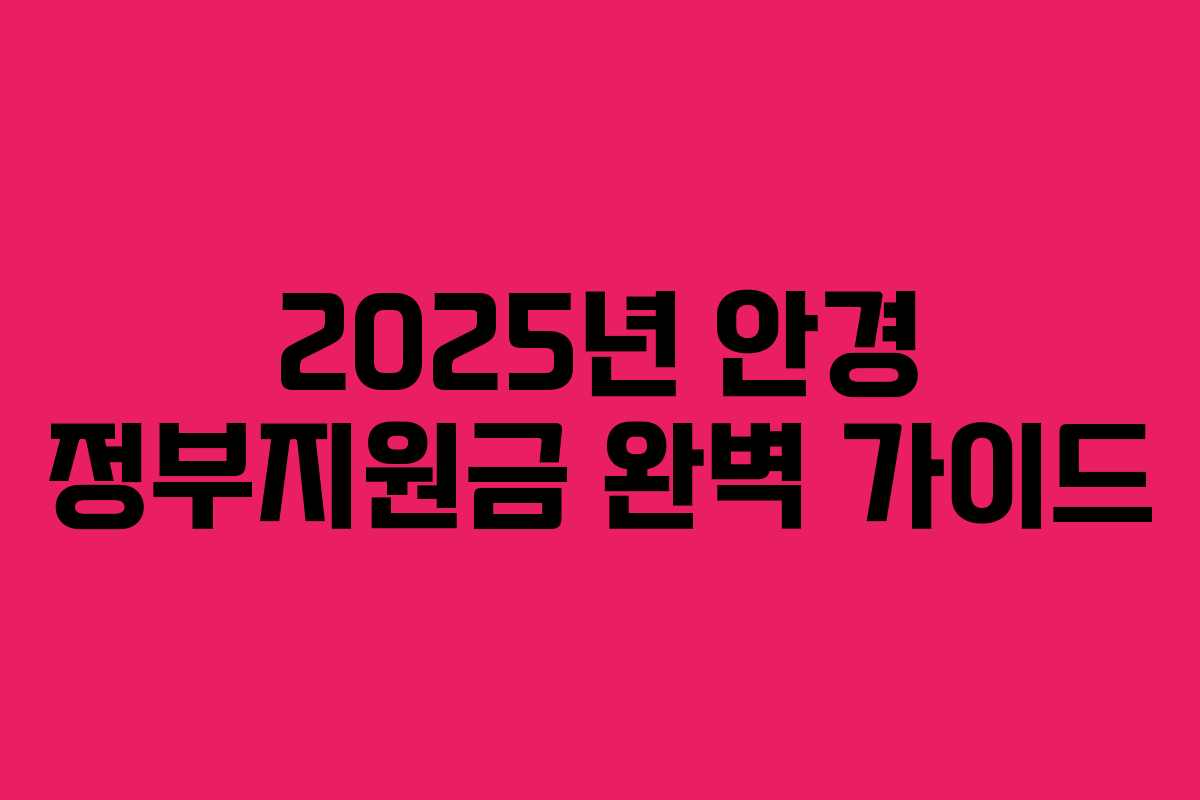 2025년 안경 정부지원금 완벽 가이드