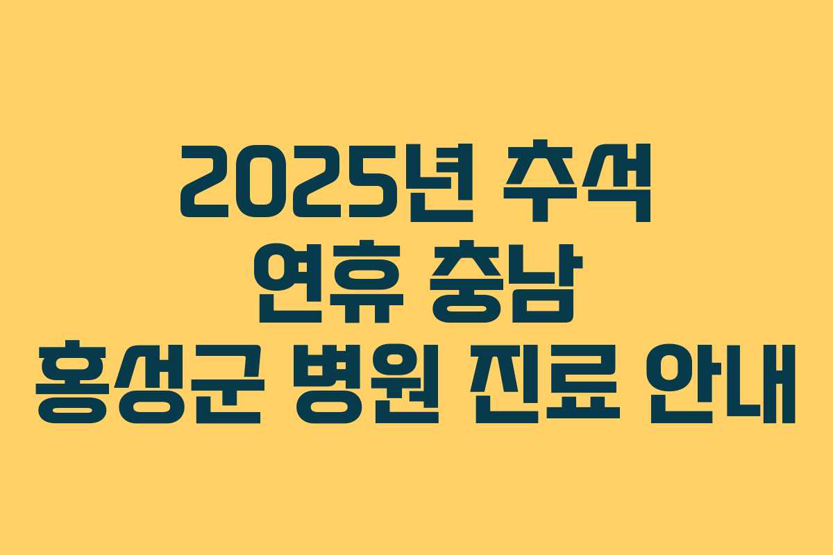 2025년 추석 연휴 충남 홍성군 병원 진료 안내