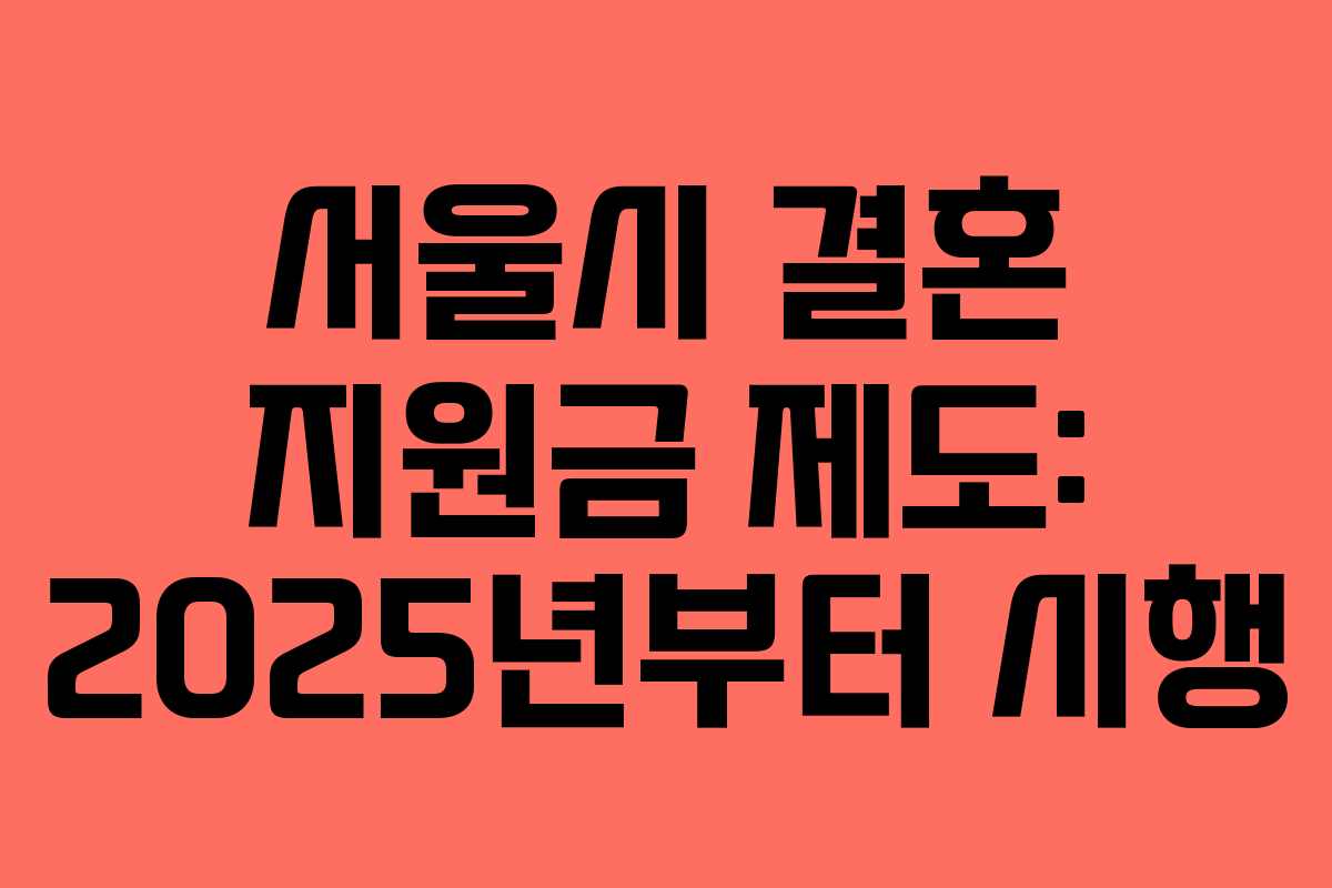 서울시 결혼 지원금 제도: 2025년부터 시행