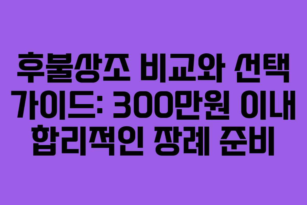 후불상조 비교와 선택 가이드: 300만원 이내 합리적인 장례 준비