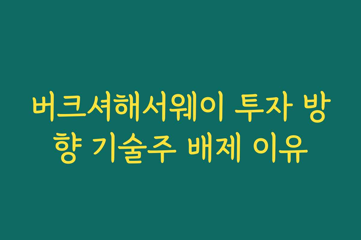 버크셔해서웨이 투자 방향 기술주 배제 이유 버크셔해서웨이 투자 방향 기술주 배제 이유