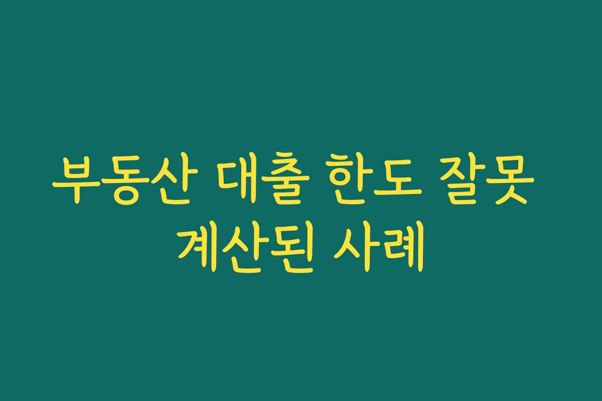 부동산 대출 한도 잘못 계산된 사례