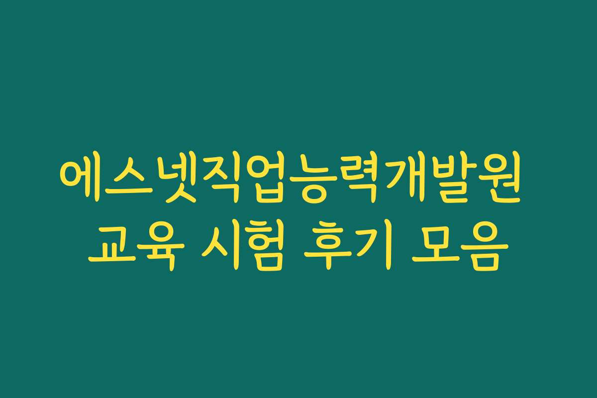 에스넷직업능력개발원 교육 시험 후기 모음