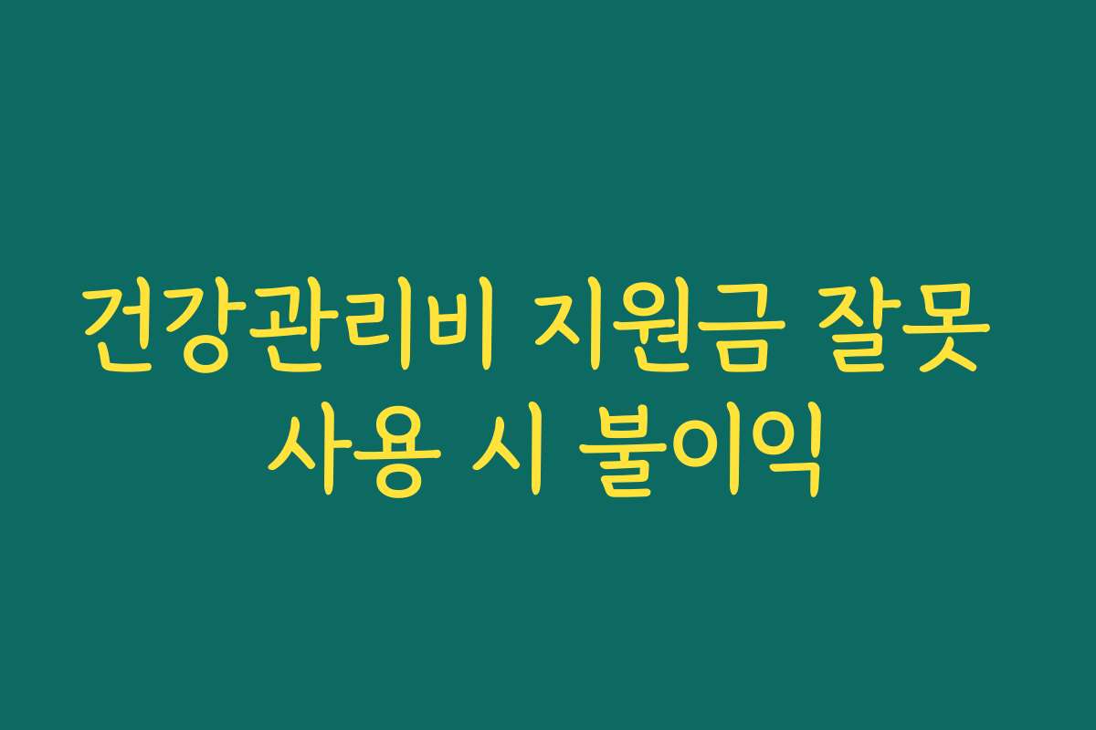 건강관리비 지원금 잘못 사용 시 불이익