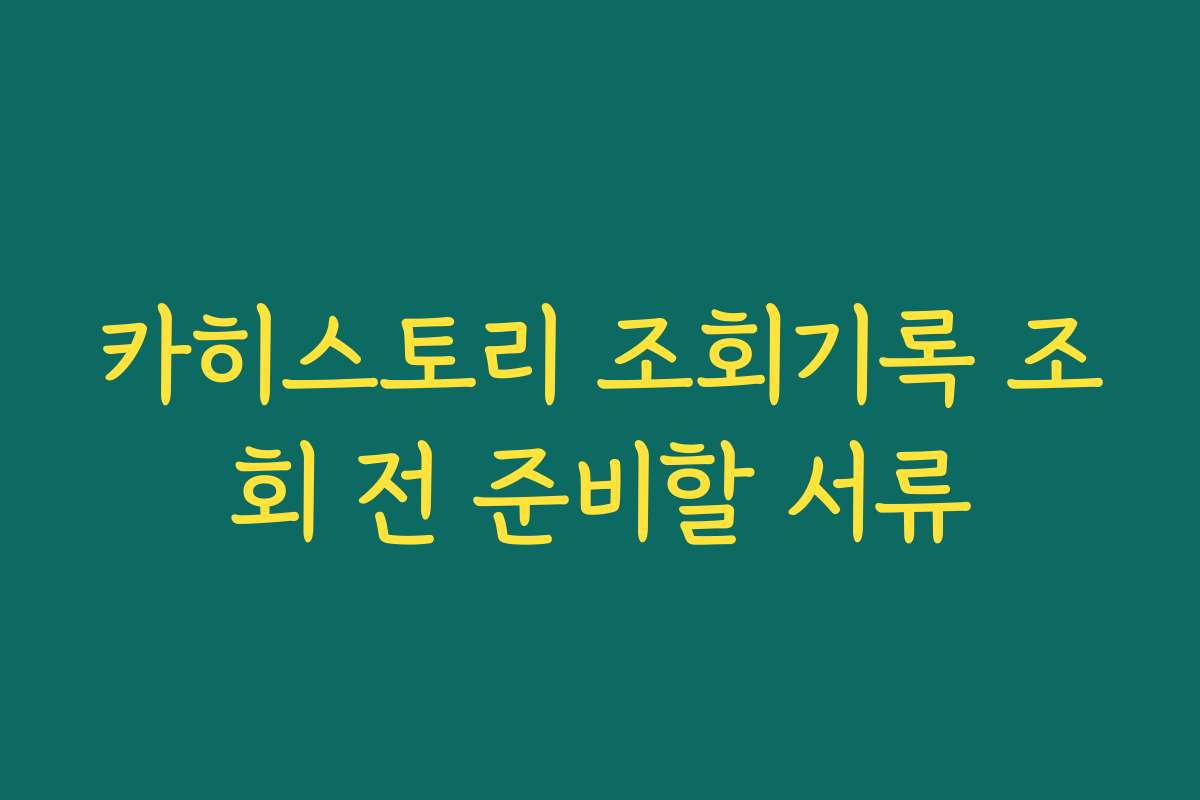 카히스토리 조회기록 조회 전 준비할 서류
