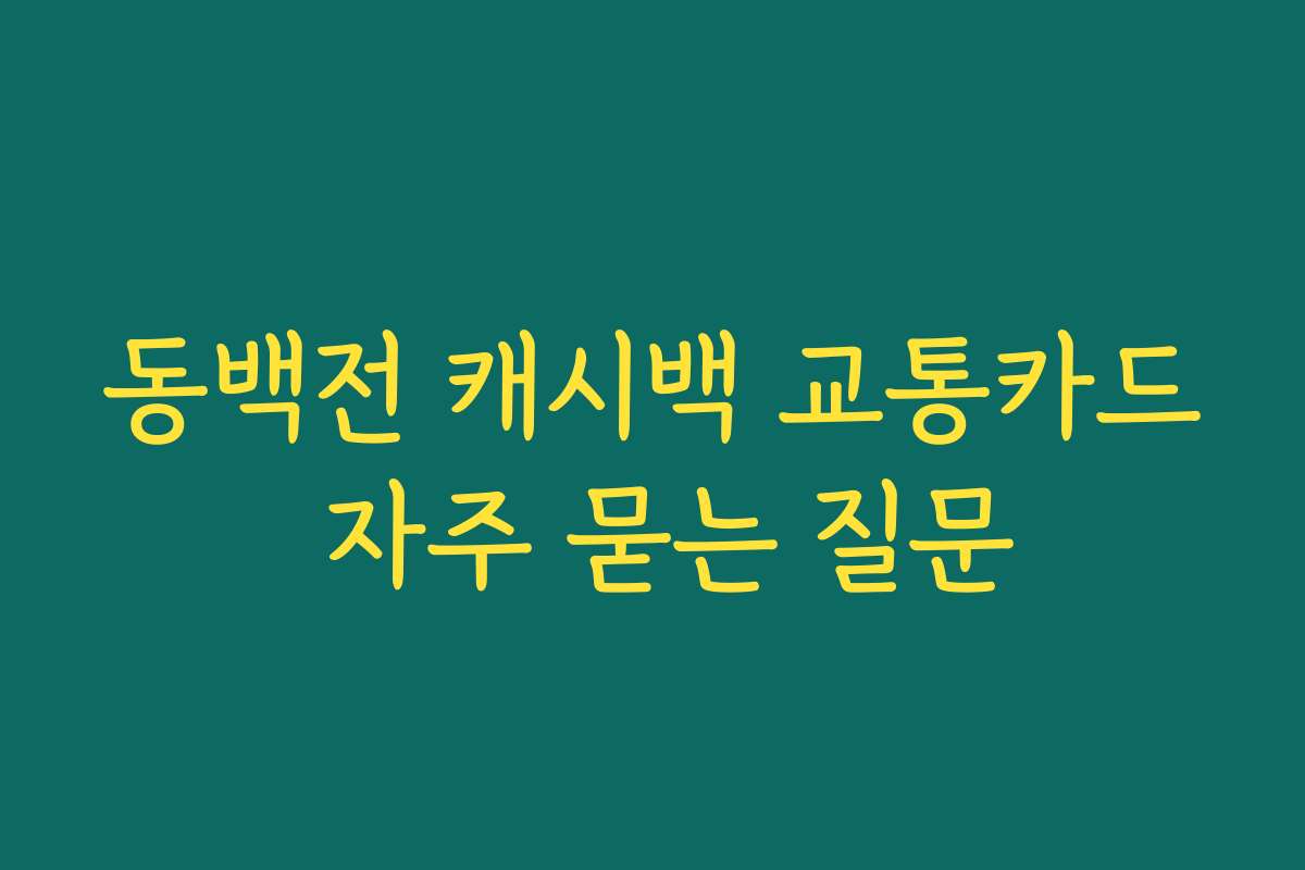 동백전 캐시백 교통카드 자주 묻는 질문