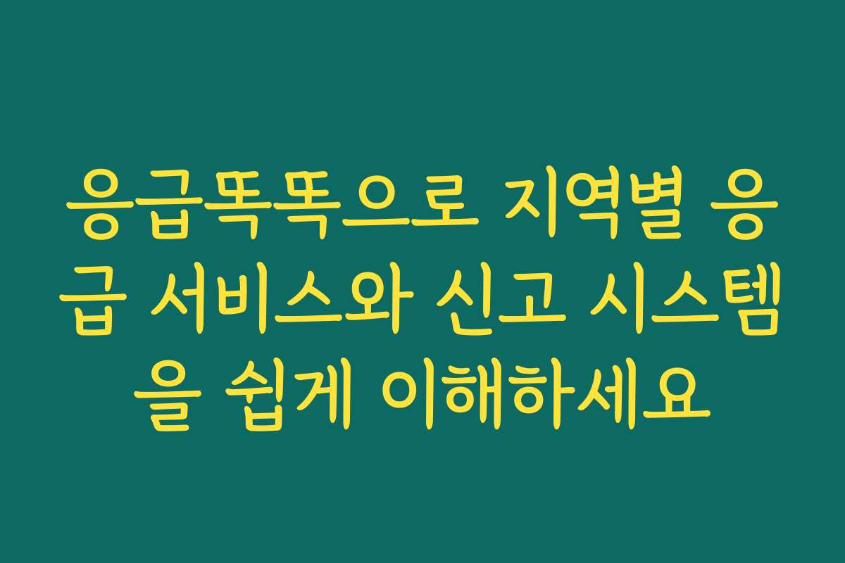 응급똑똑으로 지역별 응급 서비스와 신고 시스템을 쉽게 이해하세요
