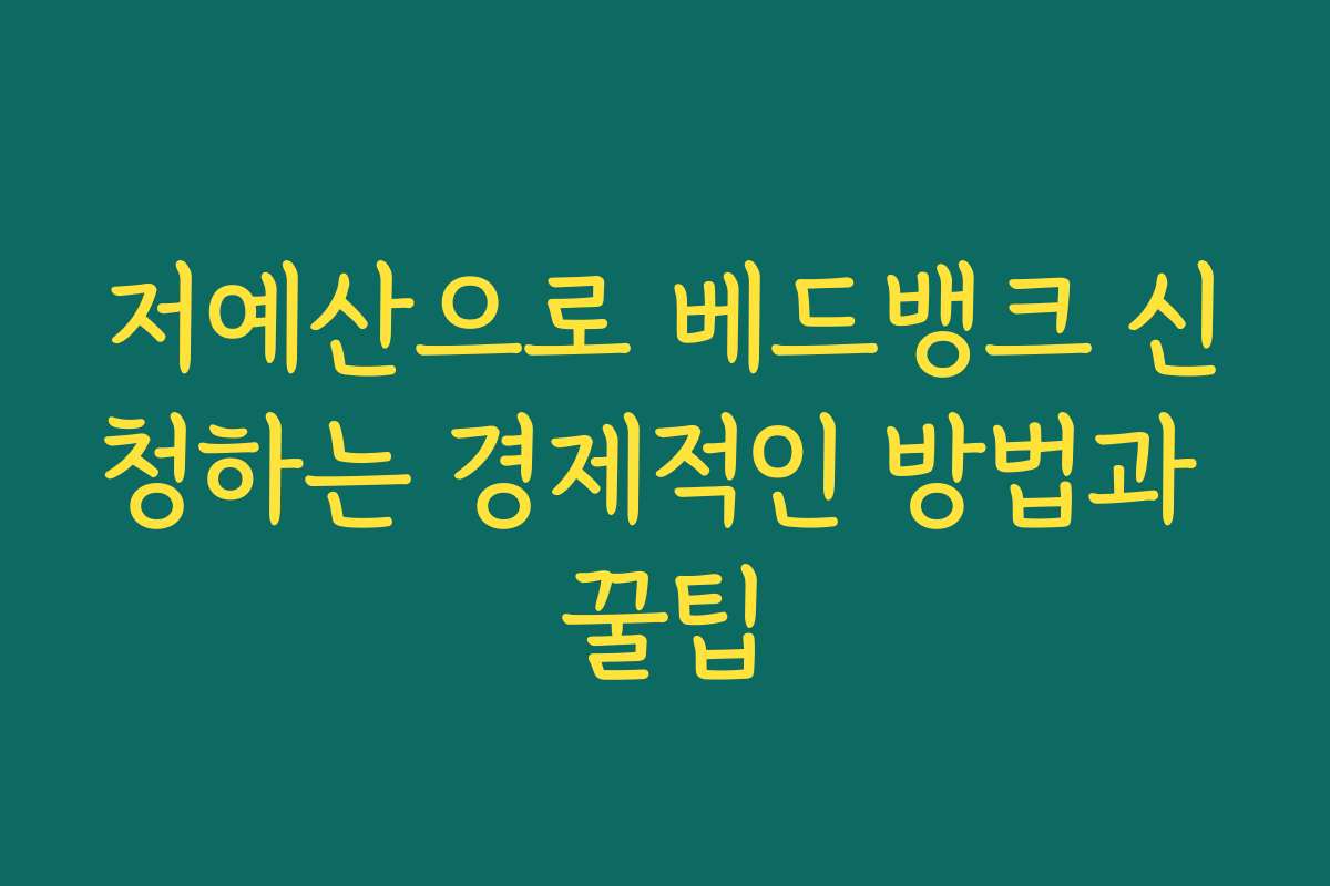 저예산으로 베드뱅크 신청하는 경제적인 방법과 꿀팁 저예산으로 베드뱅크 신청하는 경제적인 방법과 꿀팁