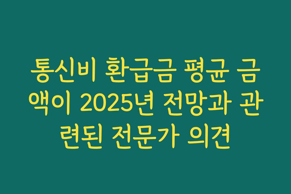 통신비 환급금 평균 금액이 2025년 전망과 관련된 전문가 의견