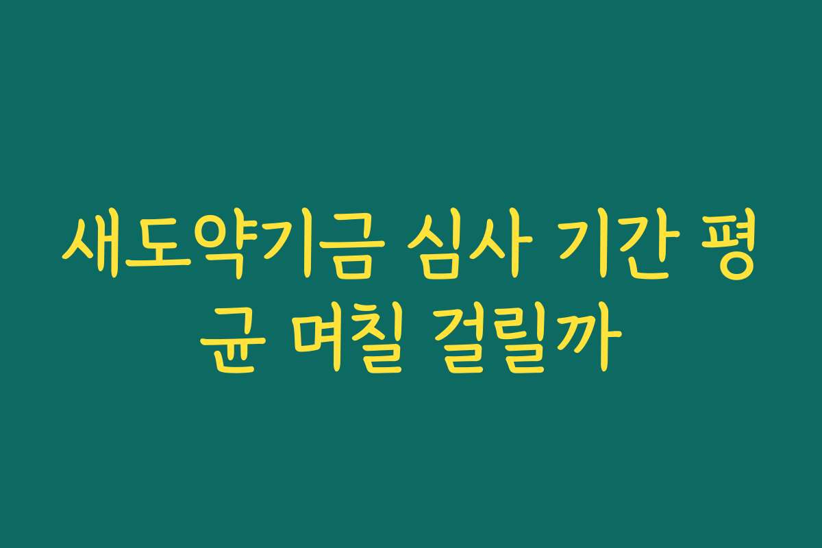 새도약기금 심사 기간 평균 며칠 걸릴까