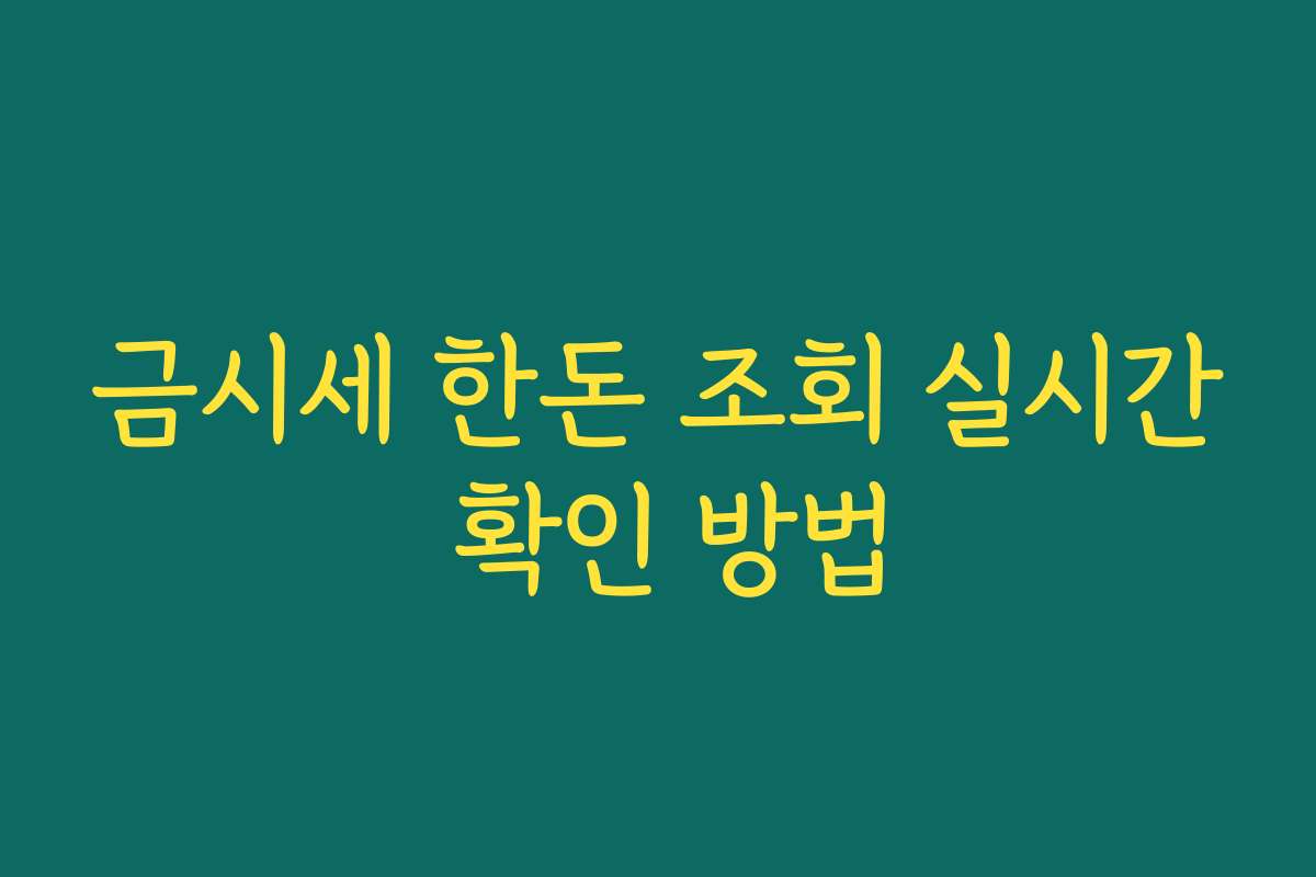 금시세 한돈 조회 실시간 확인 방법