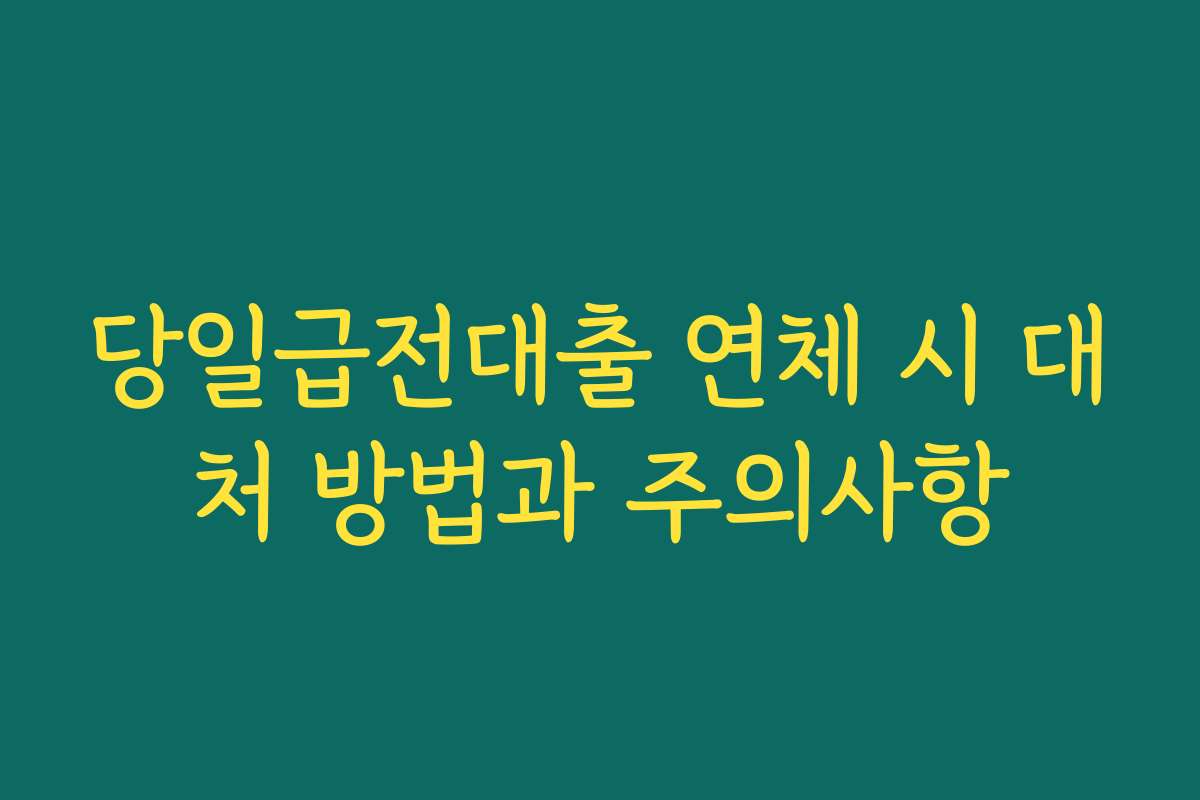 당일급전대출 연체 시 대처 방법과 주의사항 당일급전대출 연체 시 대처 방법과 주의사항