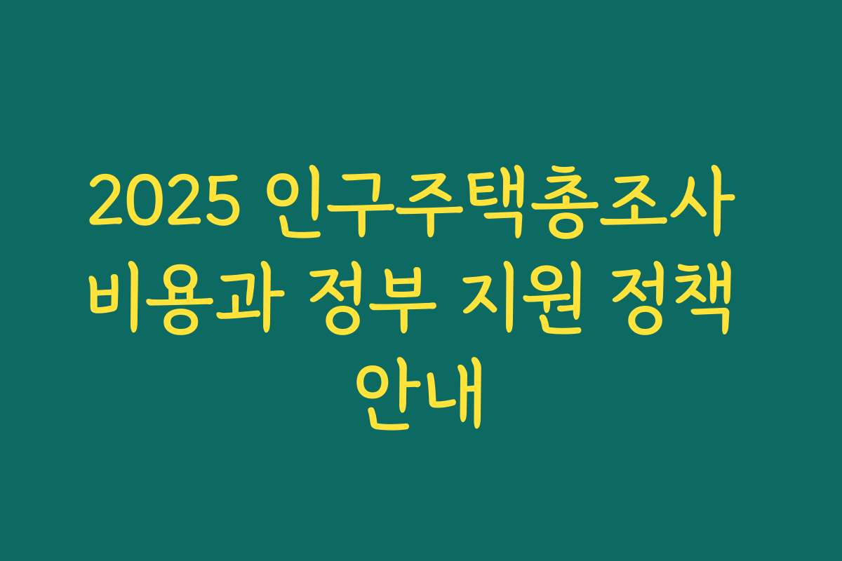2025 인구주택총조사 비용과 정부 지원 정책 안내