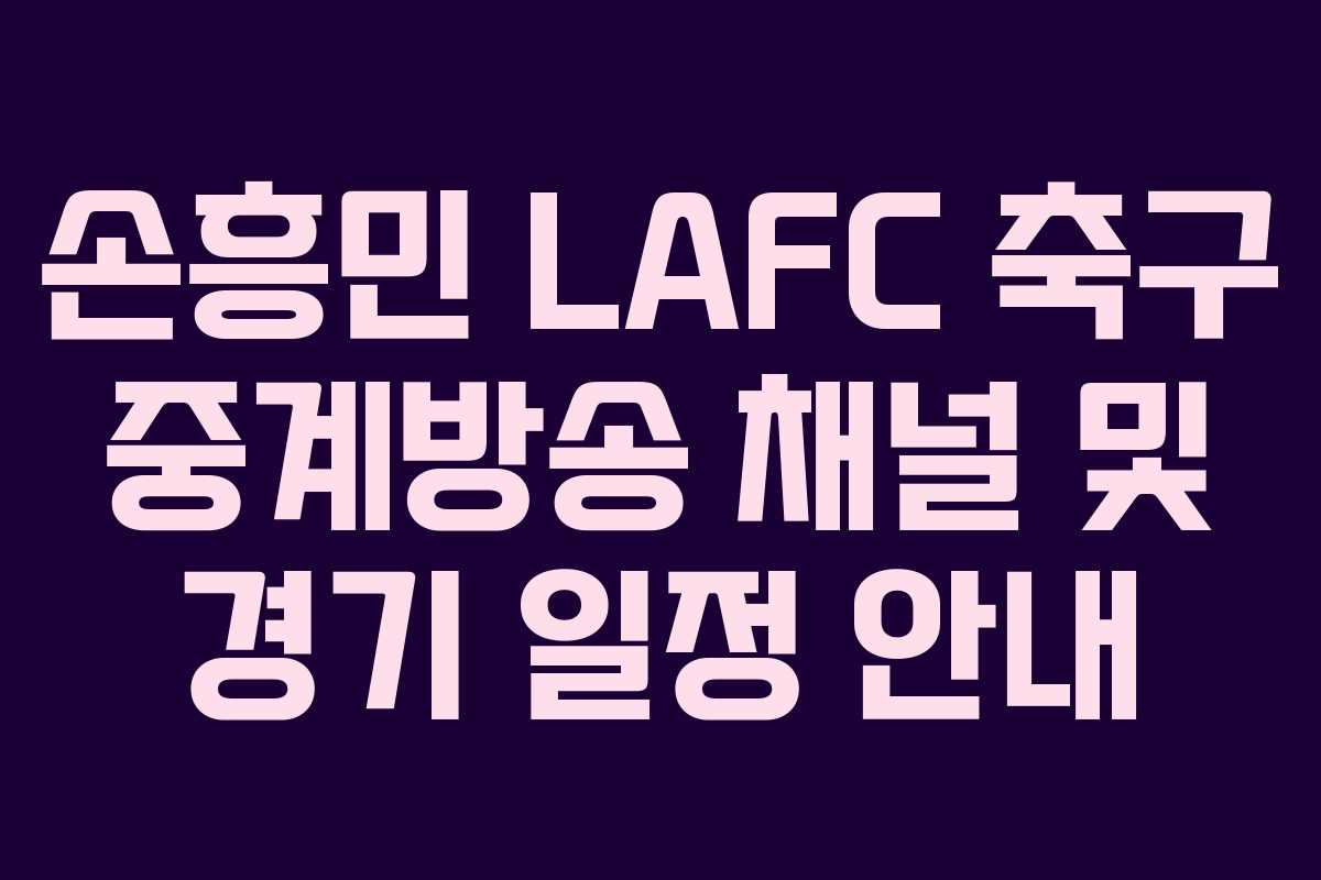 손흥민 LAFC 축구 중계방송 채널 및 경기 일정 안내