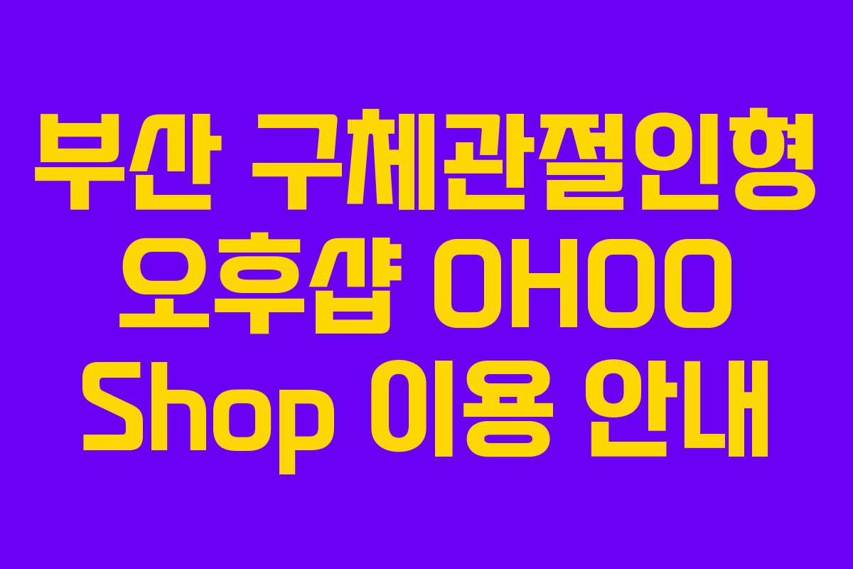 부산 구체관절인형 오후샵 OHOO Shop 이용 안내