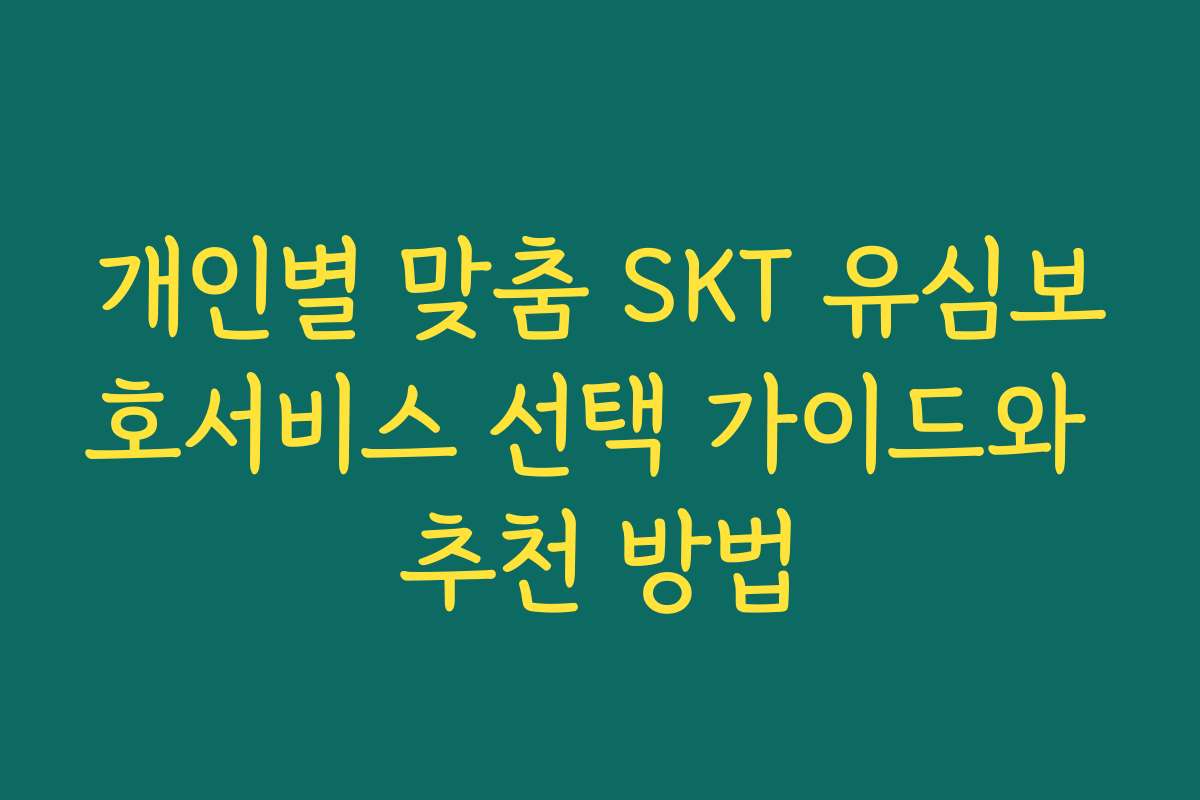 개인별 맞춤 SKT 유심보호서비스 선택 가이드와 추천 방법