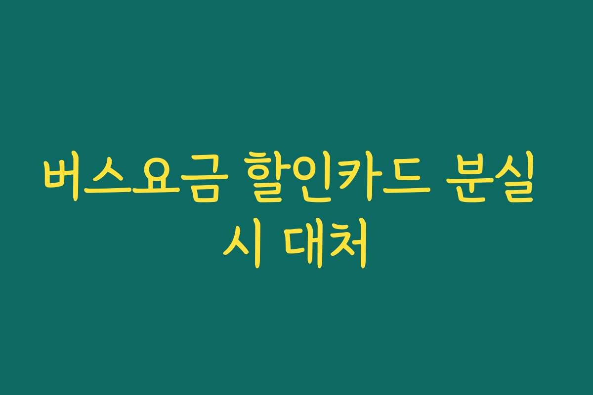 버스요금 할인카드 분실 시 대처
