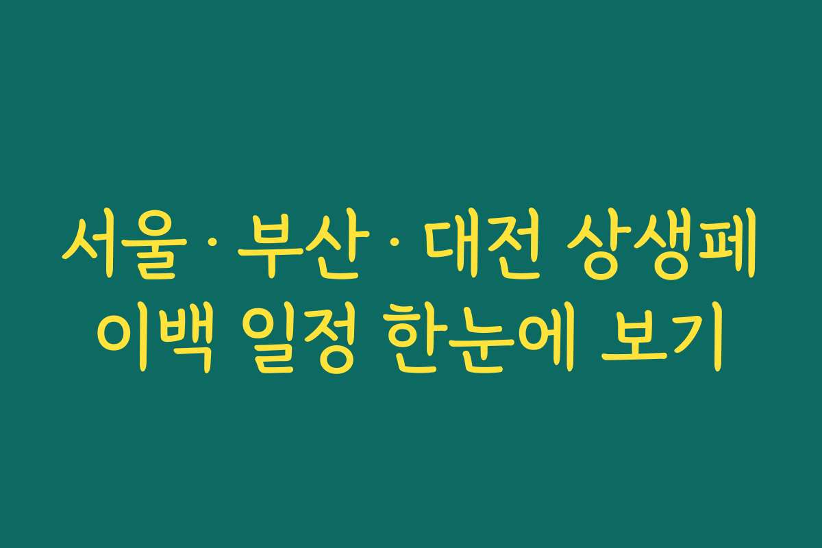 서울·부산·대전 상생페이백 일정 한눈에 보기