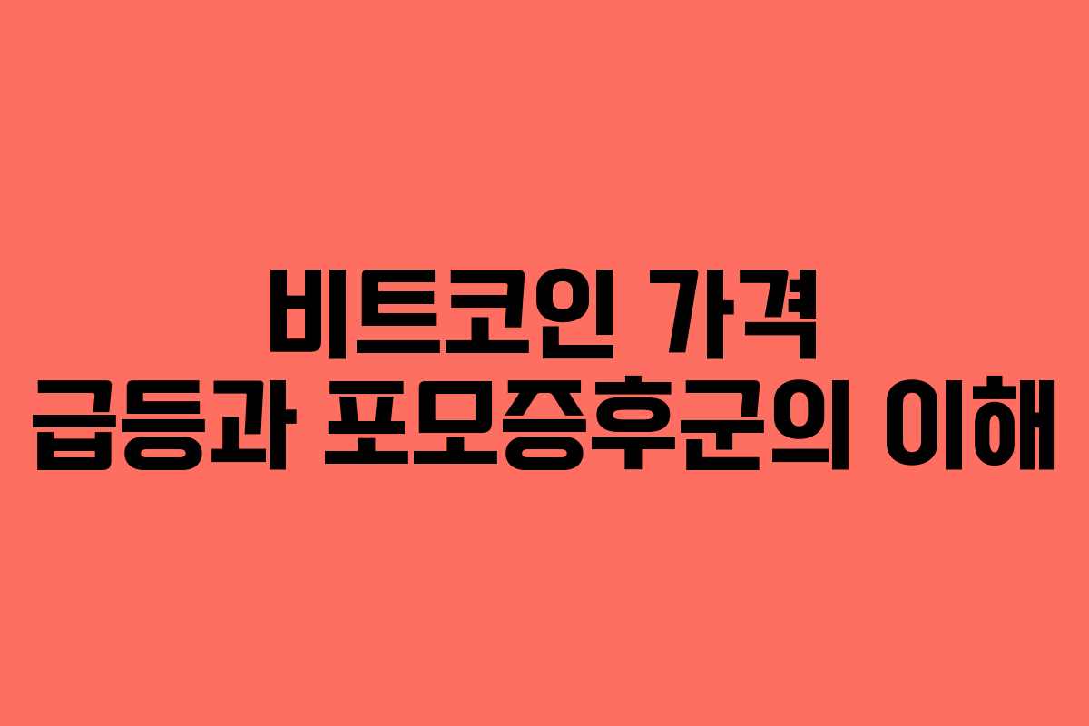 비트코인 가격 급등과 포모증후군의 이해