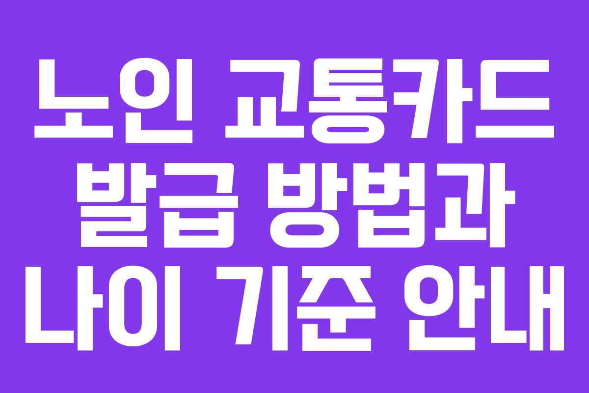 노인 교통카드 발급 방법과 나이 기준 안내
