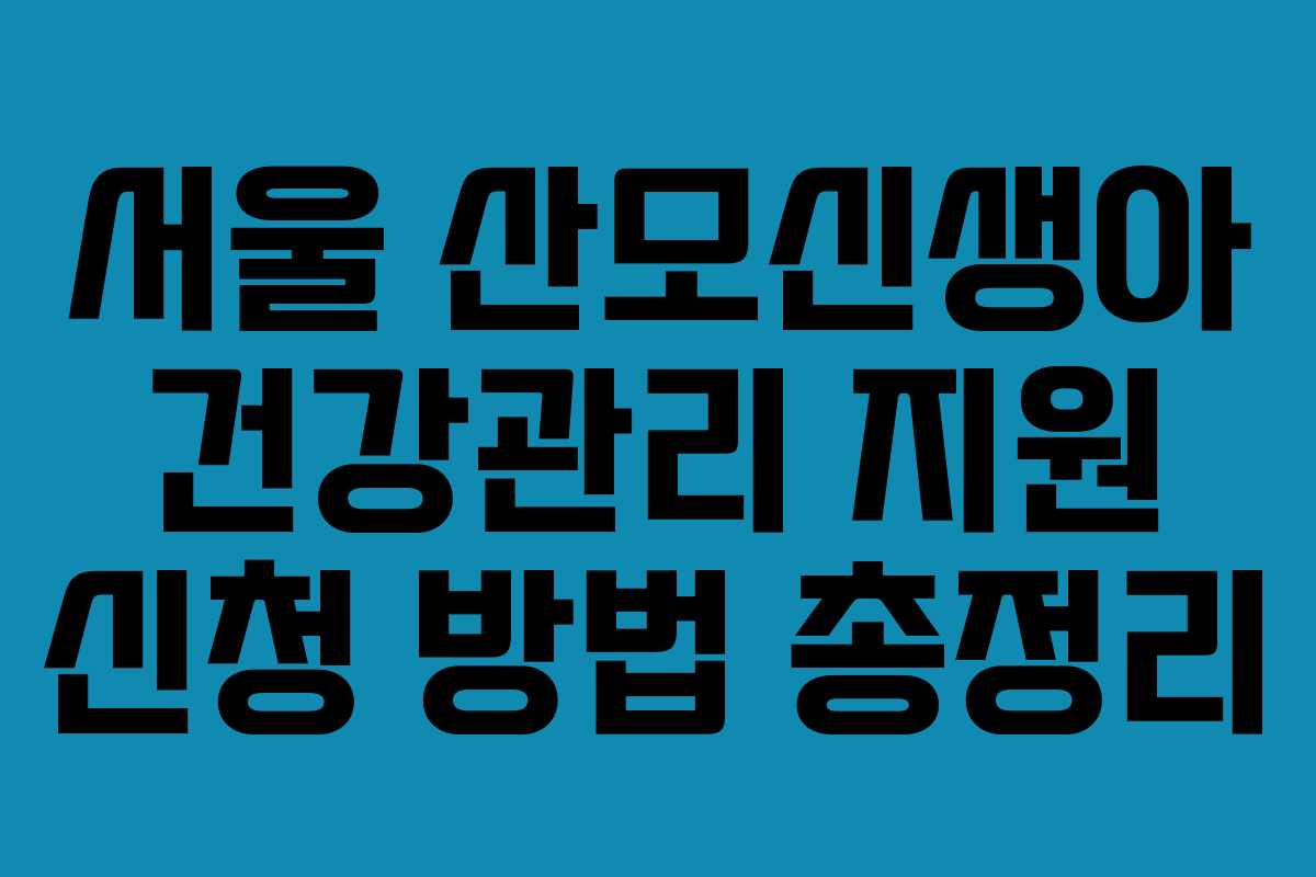 서울 산모신생아 건강관리 지원 신청 방법 총정리