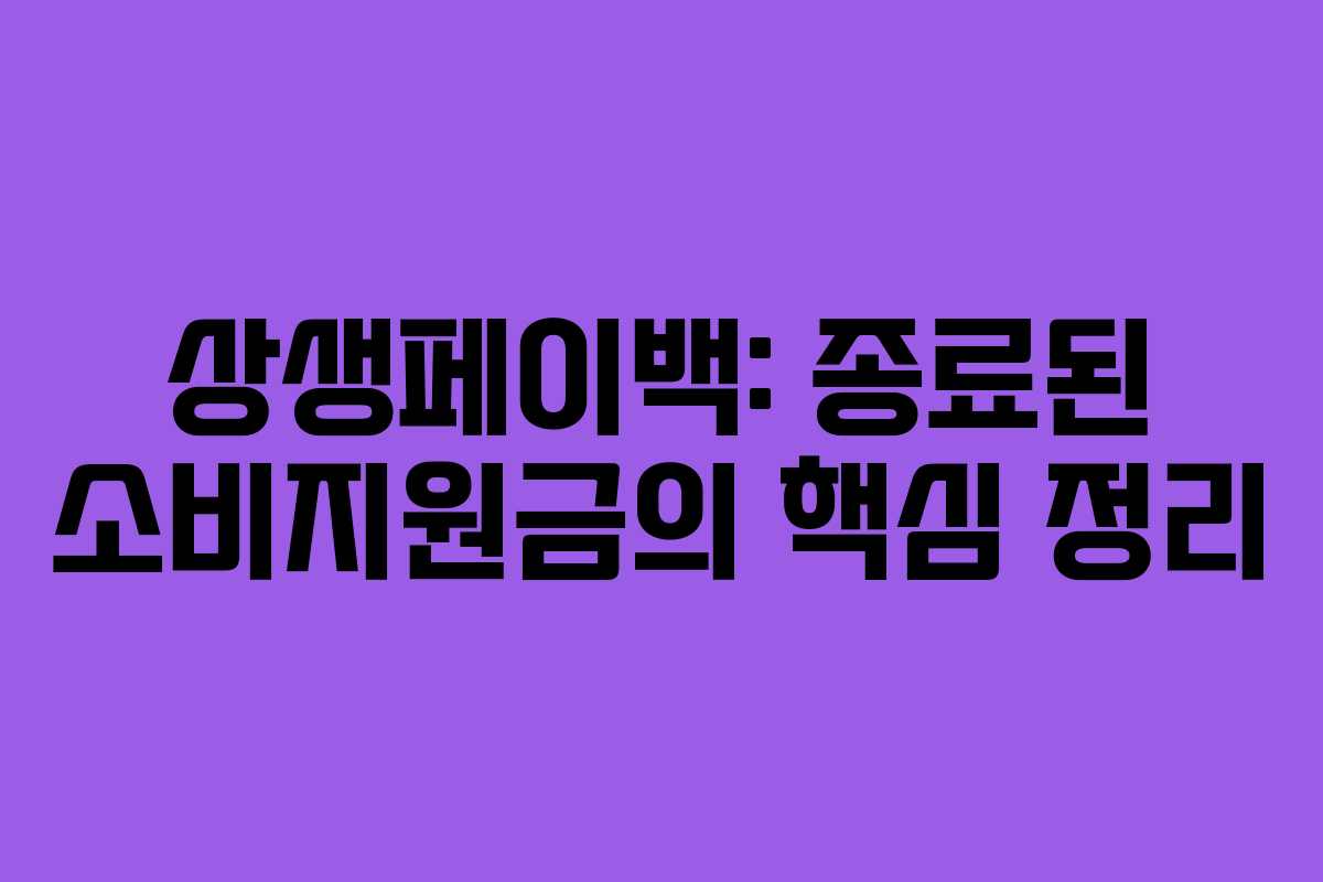 상생페이백: 종료된 소비지원금의 핵심 정리