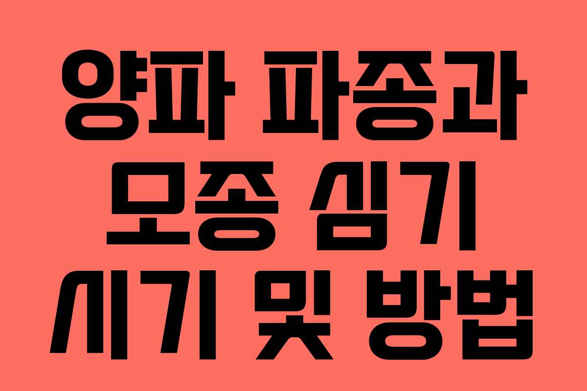 양파 파종과 모종 심기 시기 및 방법