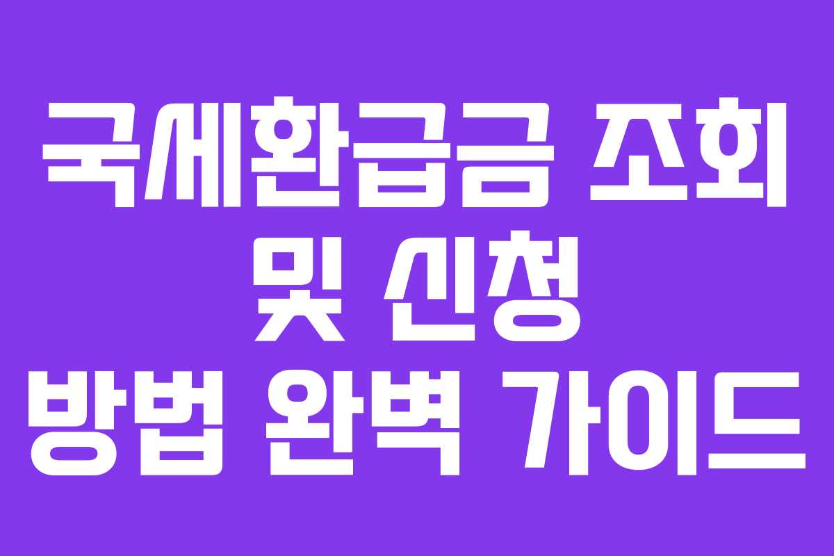 국세환급금 조회 및 신청 방법 완벽 가이드