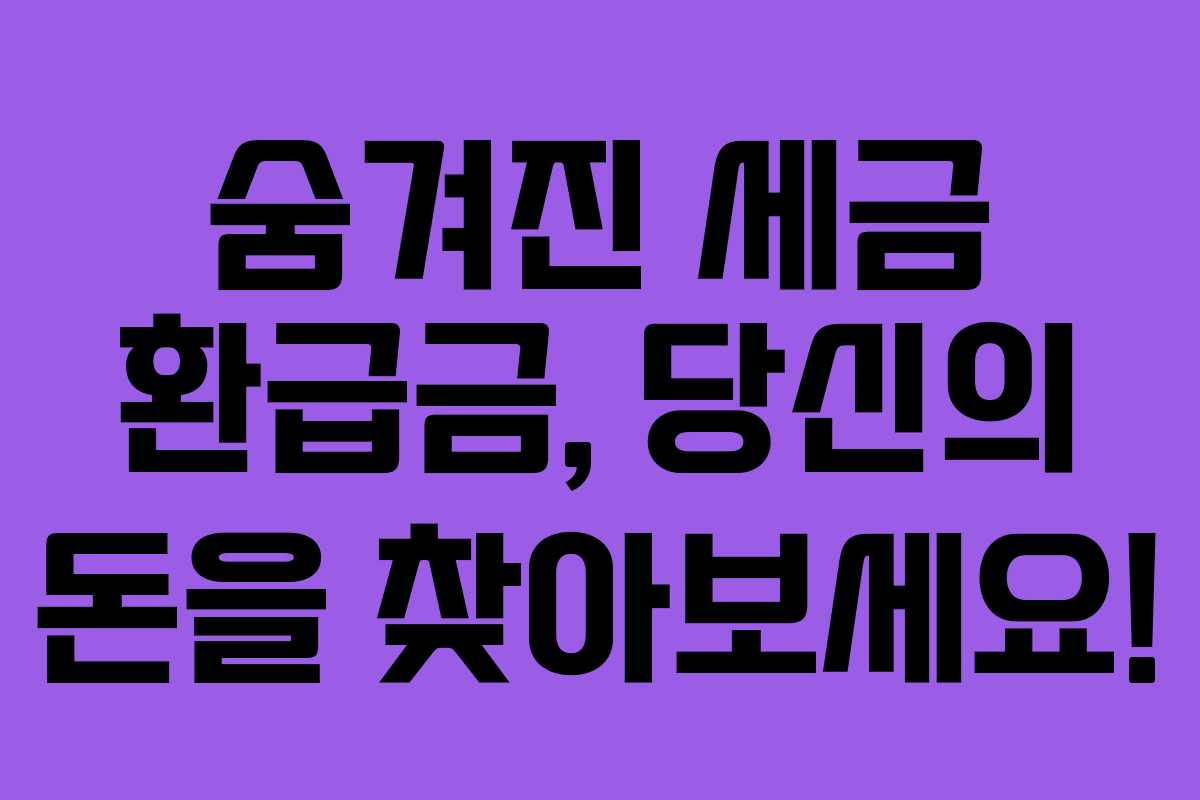 숨겨진 세금 환급금, 당신의 돈을 찾아보세요!
