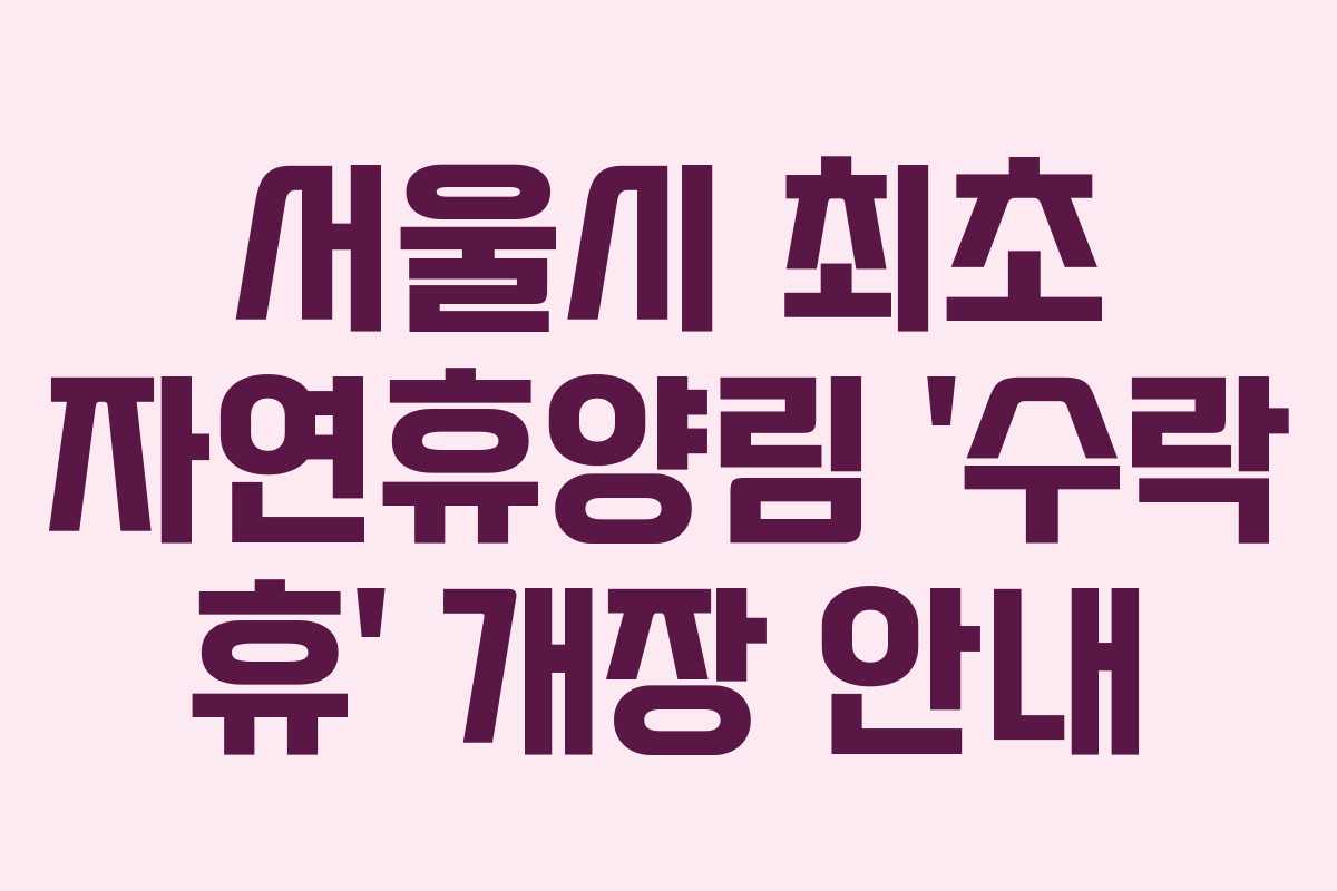 서울시 최초 자연휴양림 ‘수락 휴’ 개장 안내