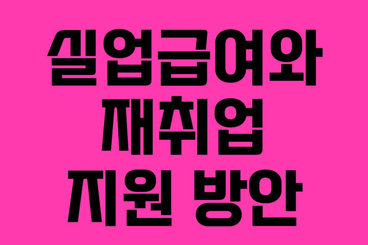 실업급여와 재취업 지원 방안 실업급여와 재취업 지원 방안