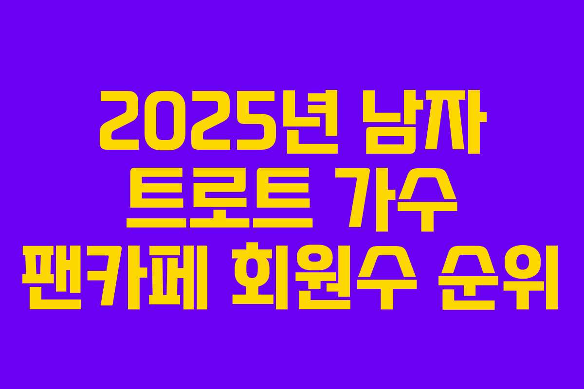 2025년 남자 트로트 가수 팬카페 회원수 순위