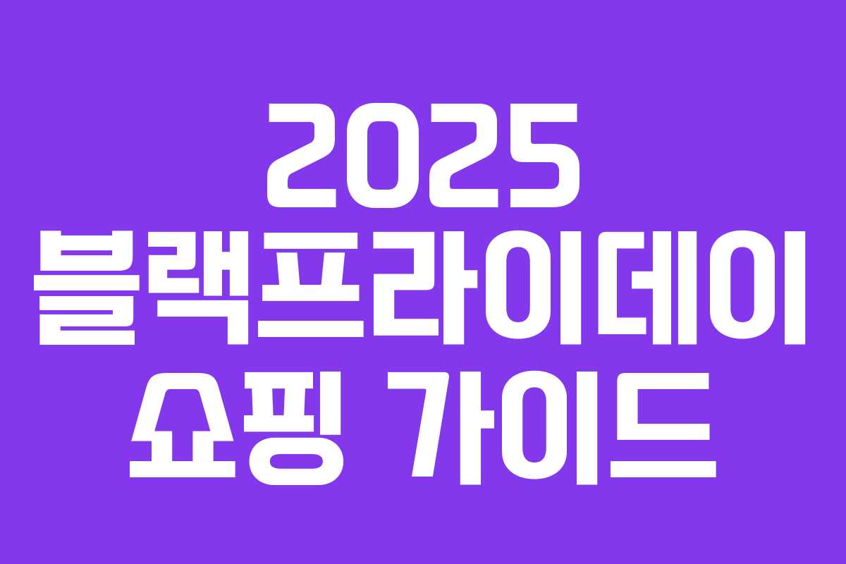 2025 블랙프라이데이 쇼핑 가이드