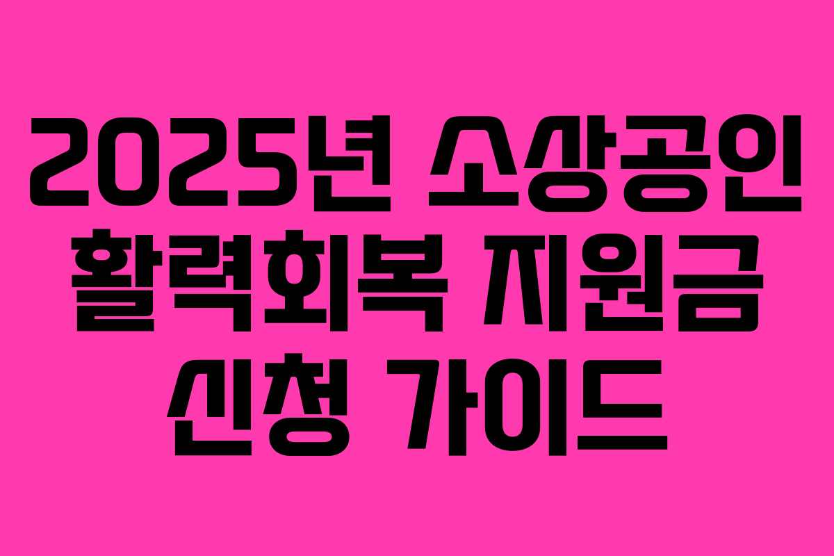 2025년 소상공인 활력회복 지원금 신청 가이드