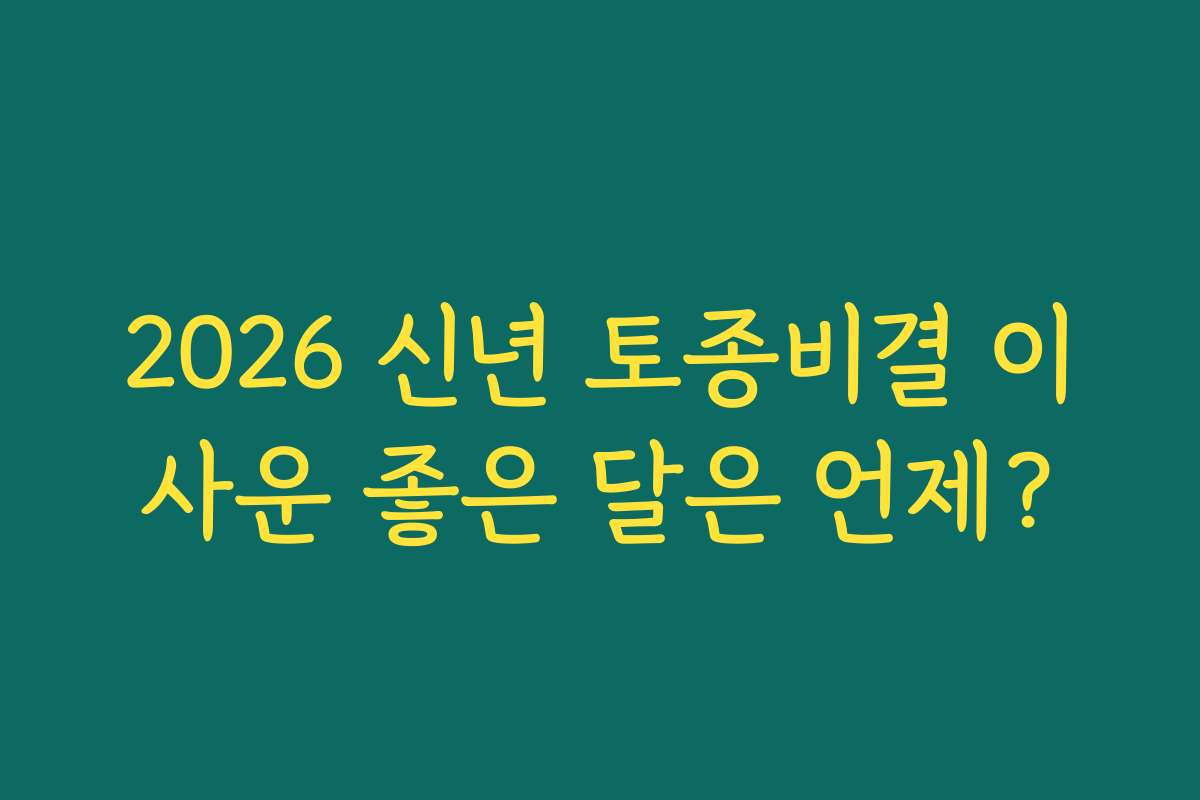 2026 신년 토종비결 이사운 좋은 달은 언제?