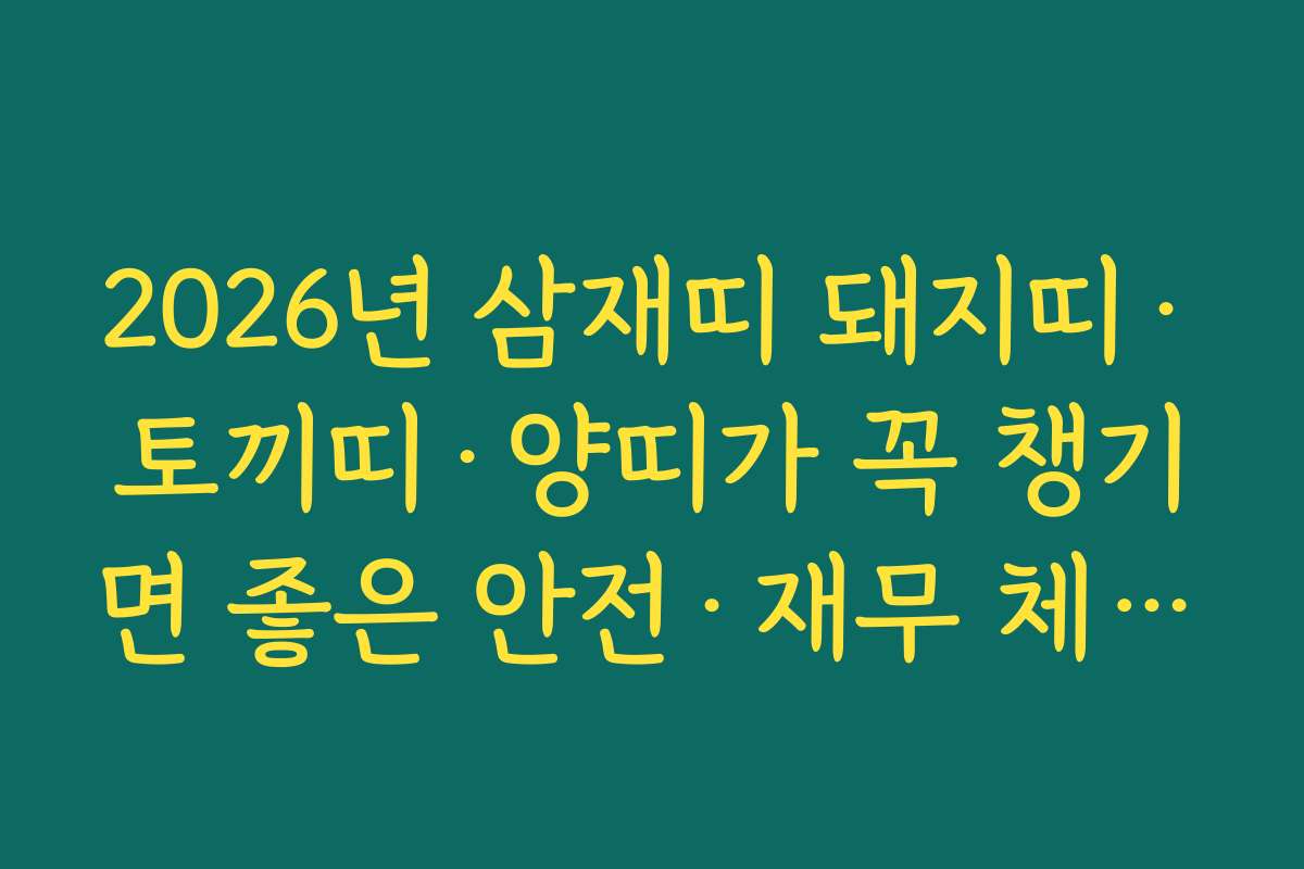 2026년 삼재띠 돼지띠·토끼띠·양띠가 꼭 챙기면 좋은 안전·재무 체크리스트