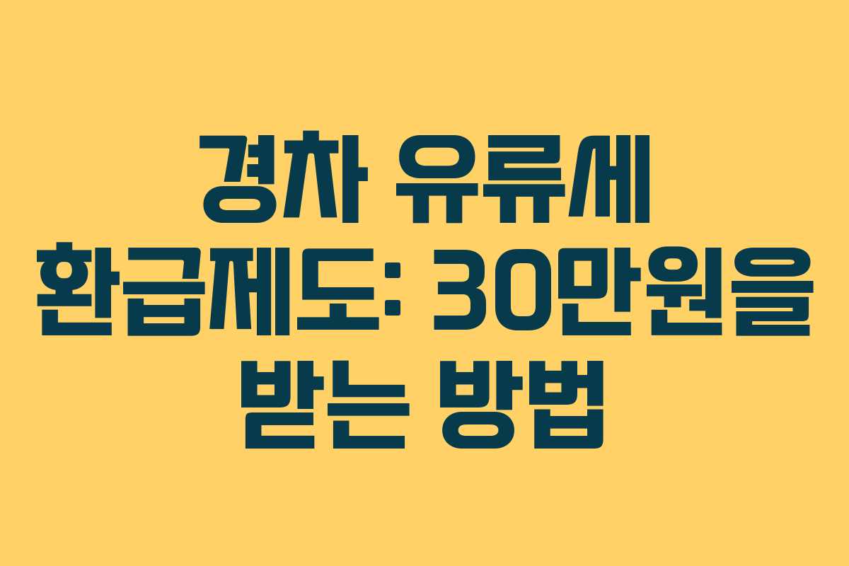 경차 유류세 환급제도: 30만원을 받는 방법