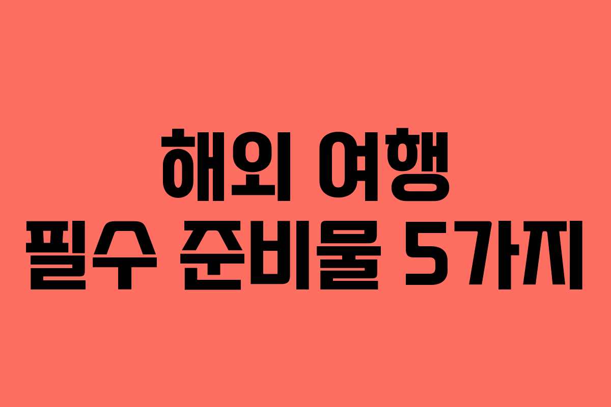 해외 여행 필수 준비물 5가지