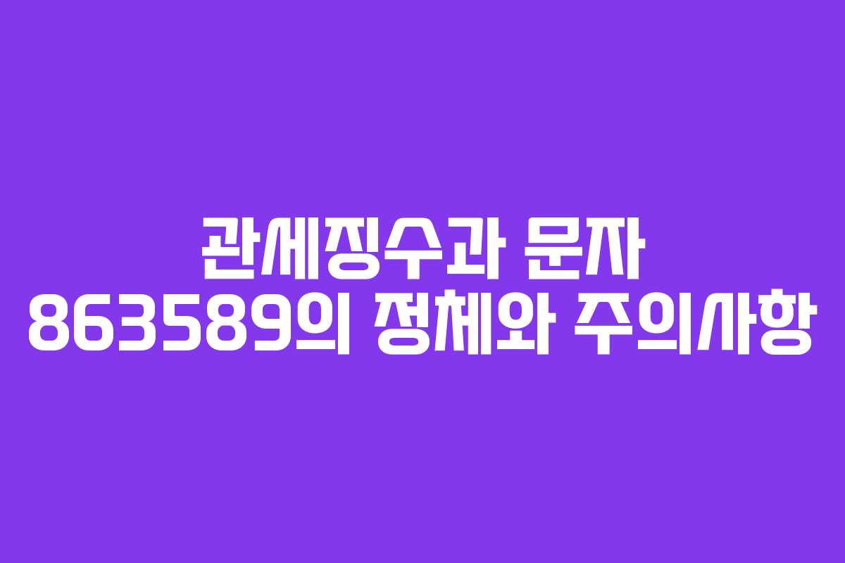 관세징수과 문자 863589의 정체와 주의사항