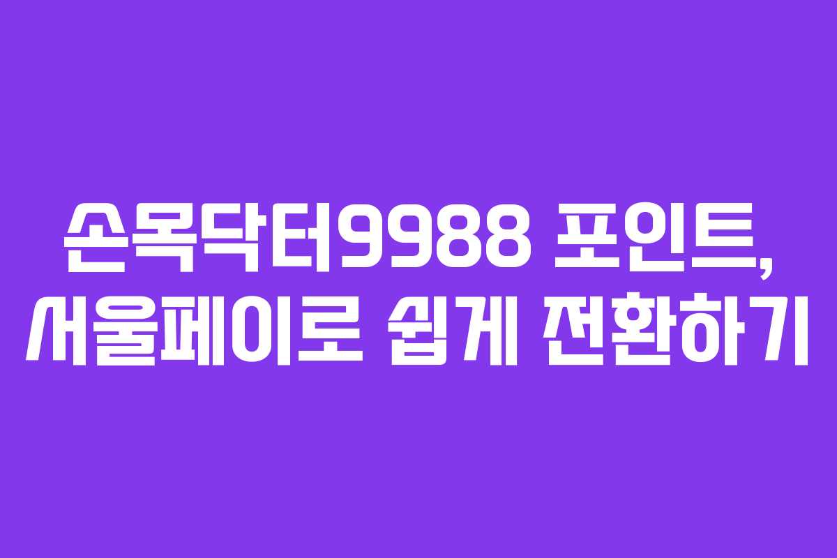 손목닥터9988 포인트, 서울페이로 쉽게 전환하기 손목닥터9988 포인트, 서울페이로 쉽게 전환하기