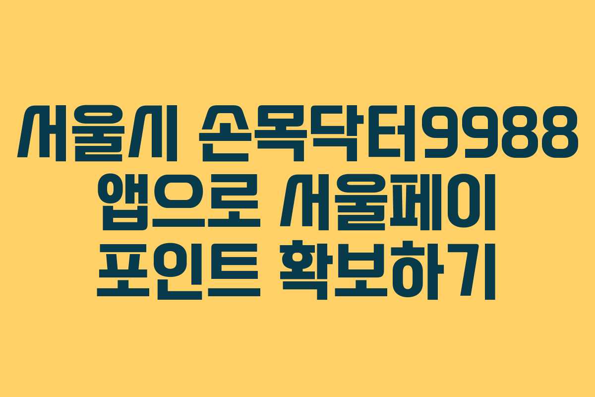 서울시 손목닥터9988 앱으로 서울페이 포인트 확보하기