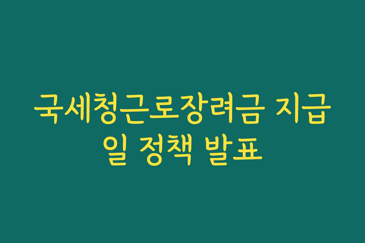 국세청근로장려금 지급일 정책 발표 국세청근로장려금 지급일 정책 발표