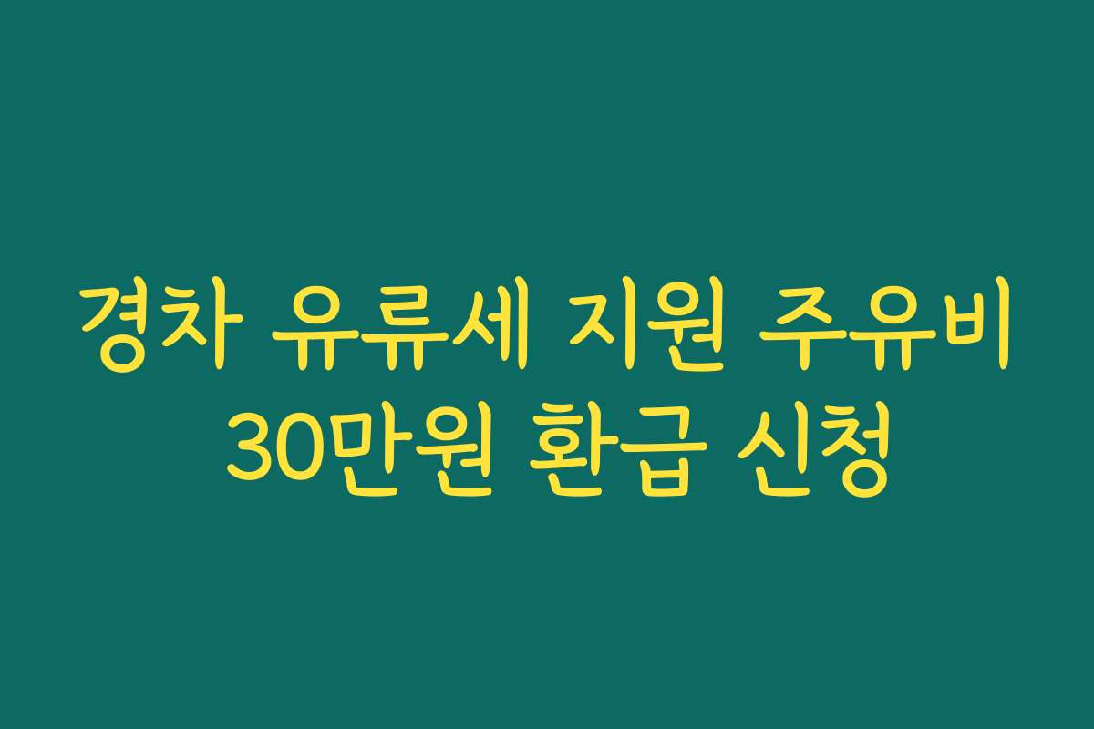 경차 유류세 지원 주유비 30만원 환급 신청