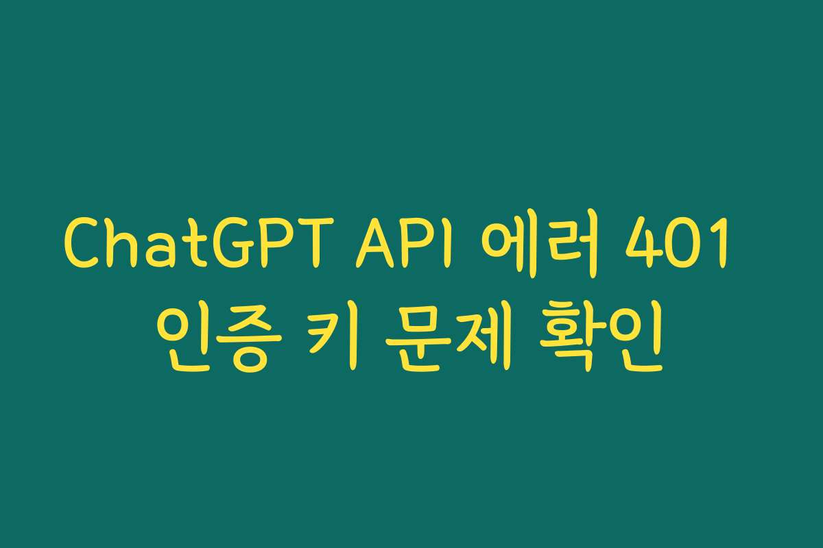 ChatGPT API 에러 401 인증 키 문제 확인 ChatGPT API 에러 401 인증 키 문제 확인