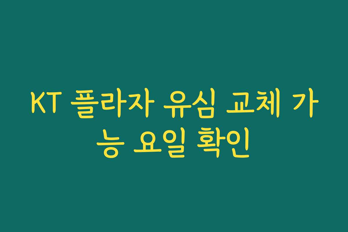 KT 플라자 유심 교체 가능 요일 확인
