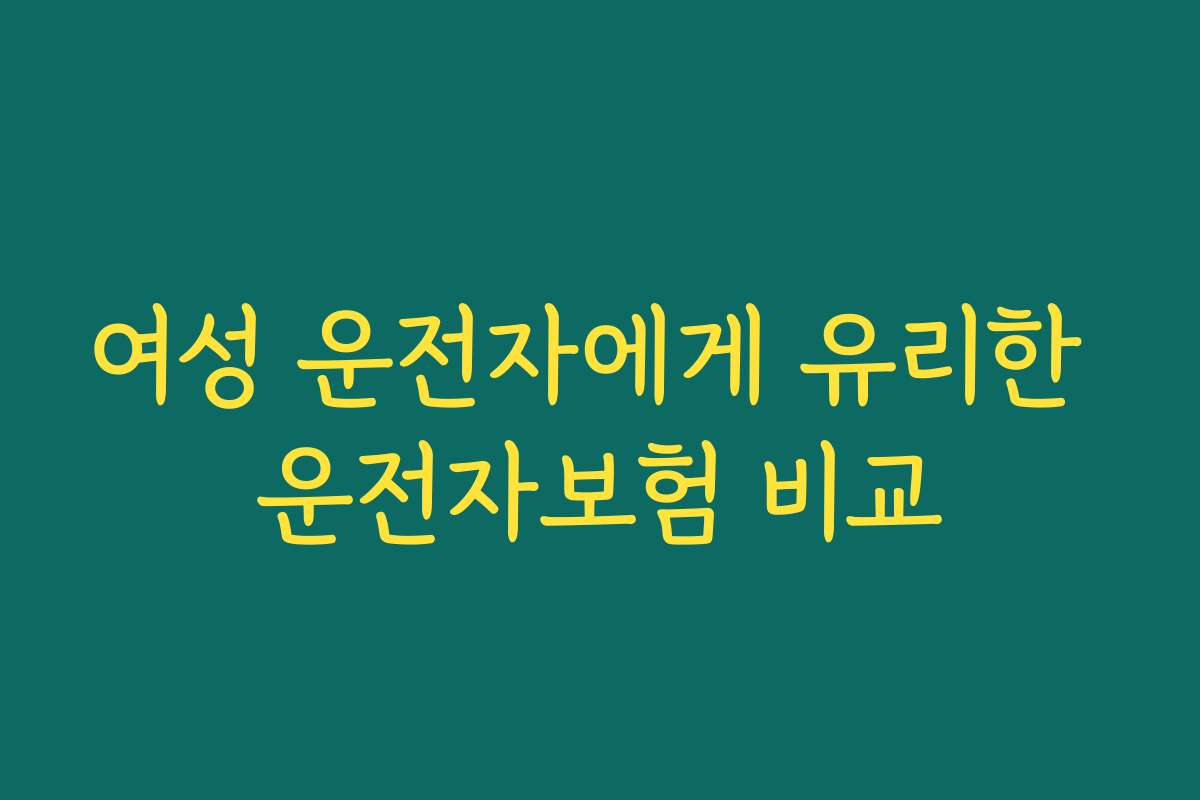 여성 운전자에게 유리한 운전자보험 비교